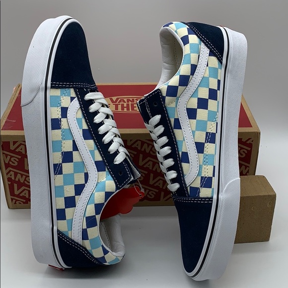 VANS OLD SKOOL CHECKERBOARD Blue Topaz men’s - Picture 10 of 16